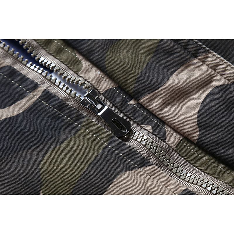 Herre Camo Udskrivning Militær Bomuld Udendørs Epaulet Jakke