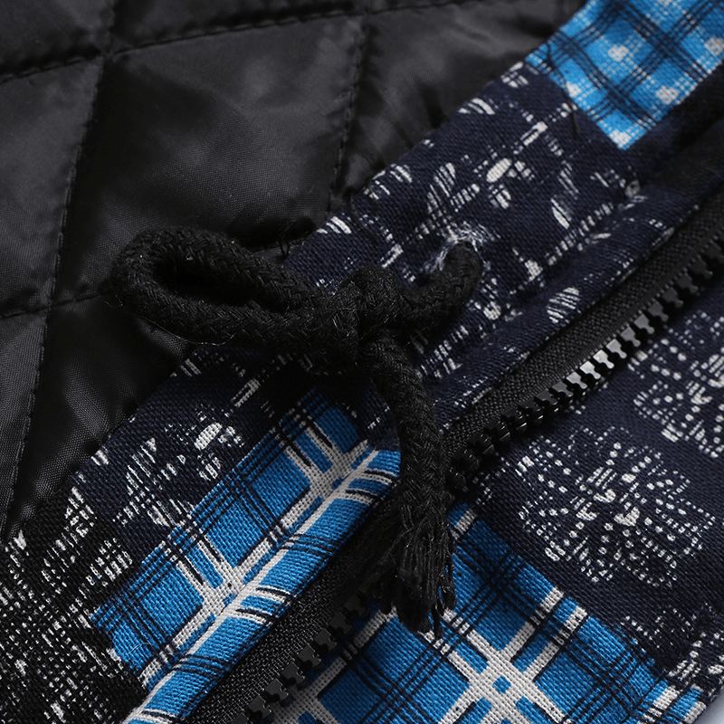 Herre Casual Hør Hooded Printing Tykkede Varme Frakker