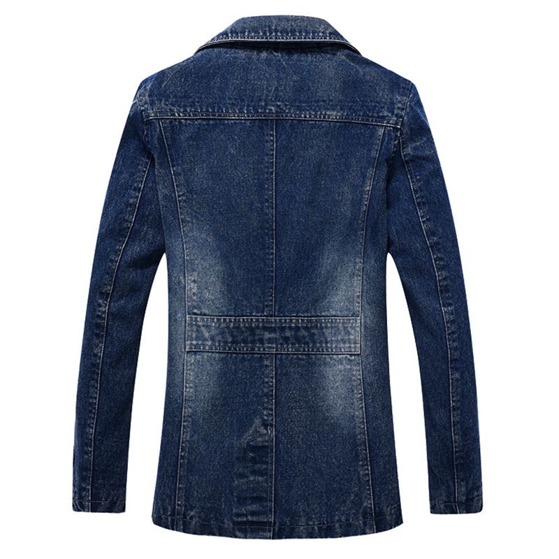 Herre Mid-long Denim Turn Down Krave Stilfuld Afslappet Jakke