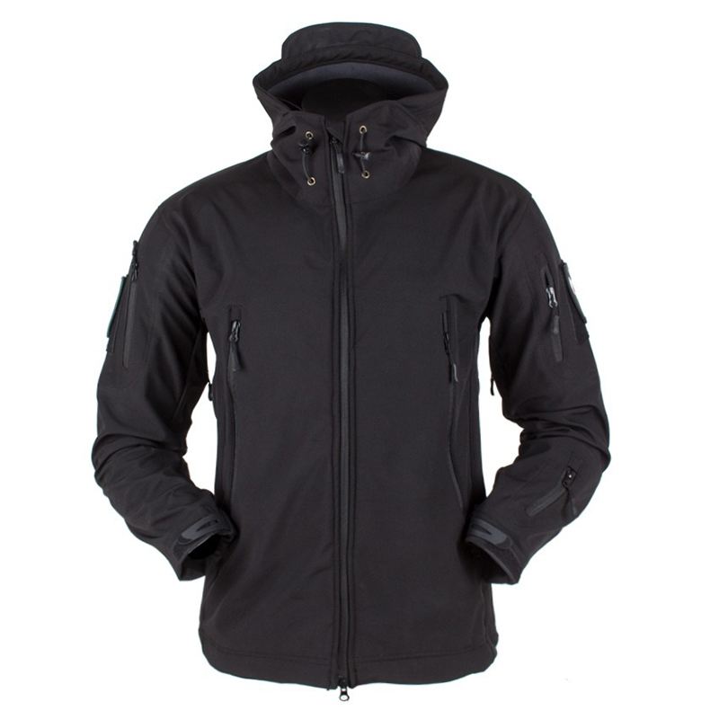 Herre Outdoor Thicken Warm Coat Fleecejakke Vindtæt Vandtæt Åndbar Hættejakke