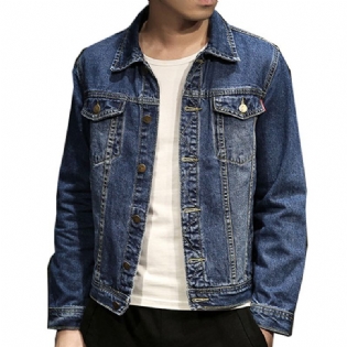 Herre Slim Turn Down Krave Forår Efterår Casual Denim Frakker