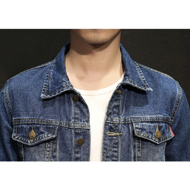 Herre Slim Turn Down Krave Forår Efterår Casual Denim Frakker