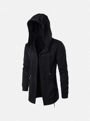 Herre Sort Mode Casual Mid Long Cloakman Cloak Hættejakke