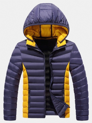 Herre Thicken Windproof Patchwork Lynlås Varm Fleeceforet Aftagelige Hættefrakker Med Lomme