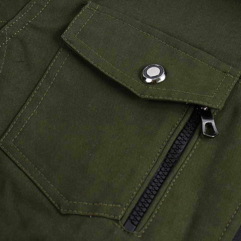 Herre Udendørs 100% Bomuld Multilommer Standkrave Fortykket Casual Frakker