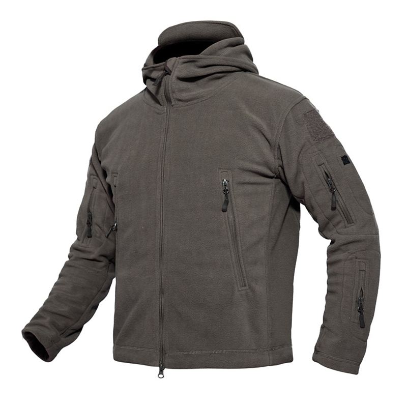 Herre Varm Fleece Udendørs Softshell Hætte Military Tactical Army Green Jakke