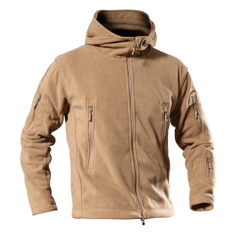 Herre Varm Fleece Udendørs Softshell Hætte Military Tactical Army Green Jakke
