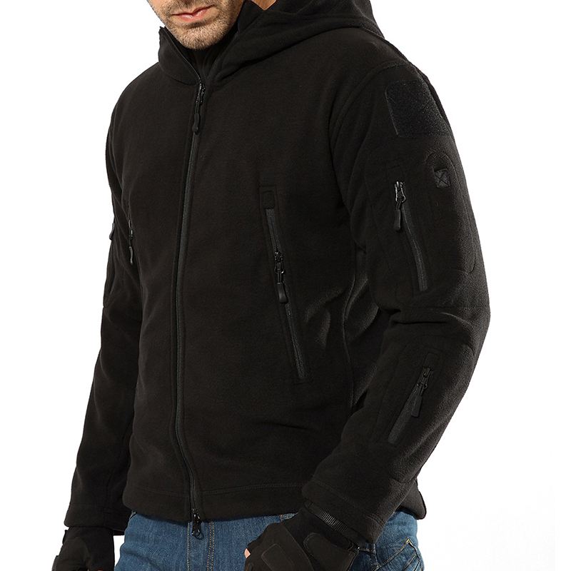 Herre Varm Fleece Udendørs Softshell Hætte Military Tactical Army Green Jakke