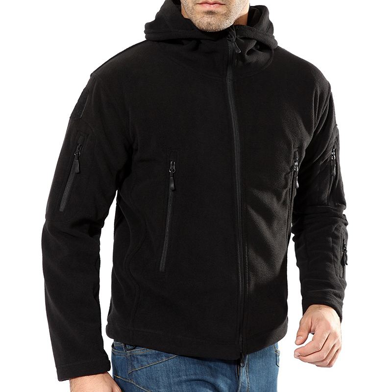 Herre Varm Fleece Udendørs Softshell Hætte Military Tactical Army Green Jakke