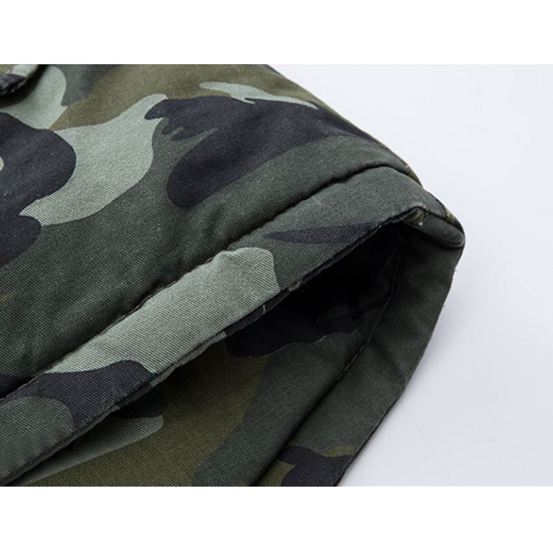 Herre Vinter Parka Kunstpels Hætte Camouflage Multi Lommer