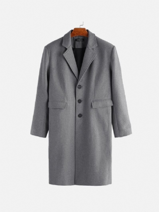 Herre Vinter Single Breasted Store Lommer Mid Long Casual Coat