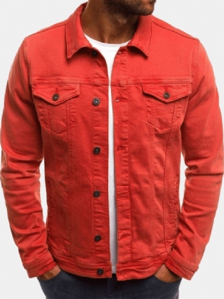 Herremode Multi Lommer Ensfarvet Fit Casual Cargo Jakke