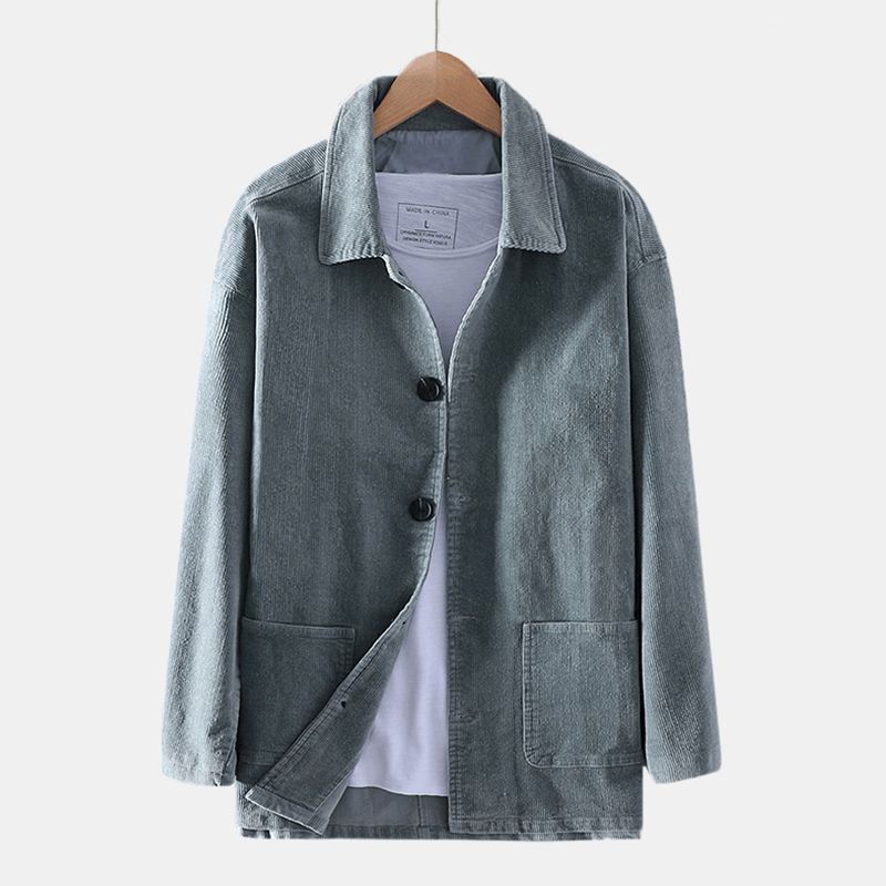 Vintage Corduroy Dobbeltlommer Langærmet Casual Jack Til Mænd