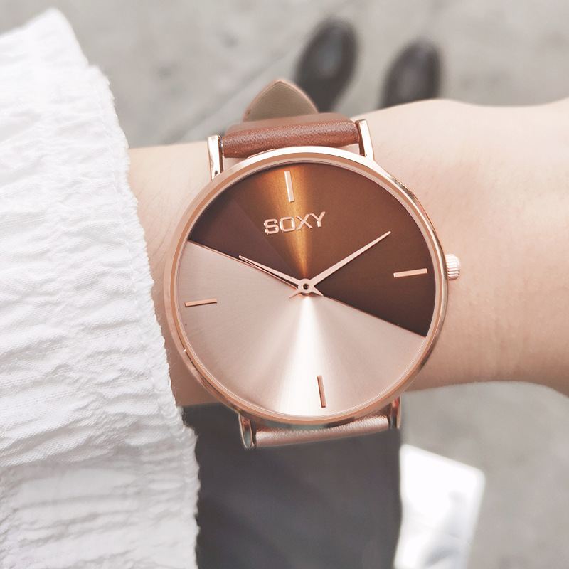 Big Dial Damearmbåndsur Creative Mode Quartz Watch