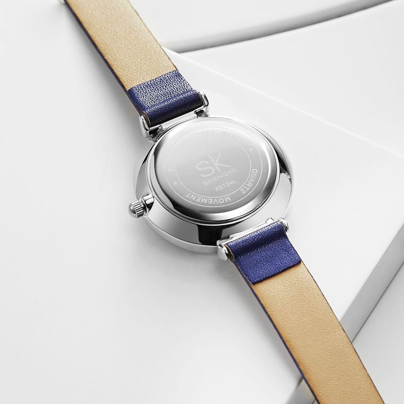 Blade Mønster Krystal Blomster Kvindemode Elegant Kvinder Dame Læder Quartz Watch