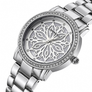 Diamonds Dial Case Kvinder Armbåndsur Rustfrit Stål Quartz Ure