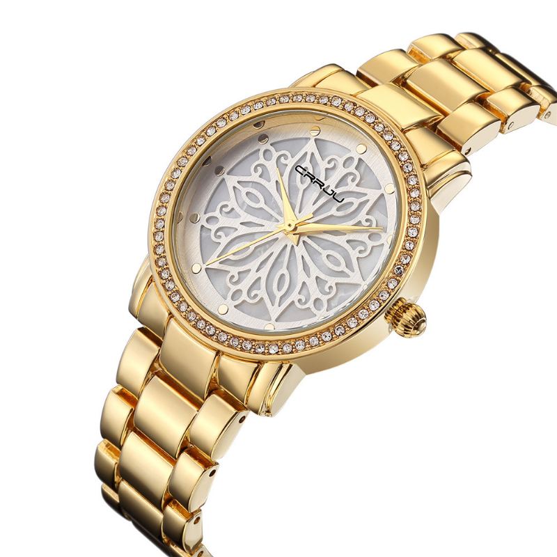 Diamonds Dial Case Kvinder Armbåndsur Rustfrit Stål Quartz Ure