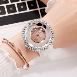 Diamonds Elegant Design Damearmbåndsur Pu Læderrem Quartz Ure
