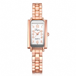 Elegant Design Dame Armbåndsur Rektangel Fuldt Stål Kvartsur