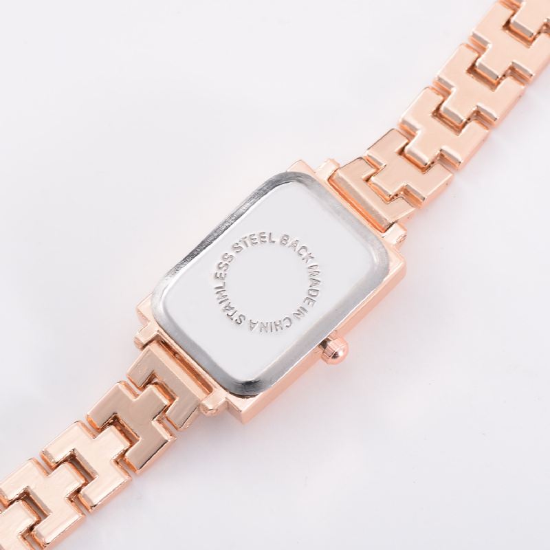 Elegant Design Dame Armbåndsur Rektangel Fuldt Stål Kvartsur