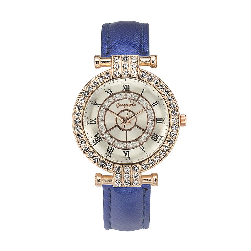 Læderbånd Kvinder Armbåndsur Casual Style Crystal Quartz Watch