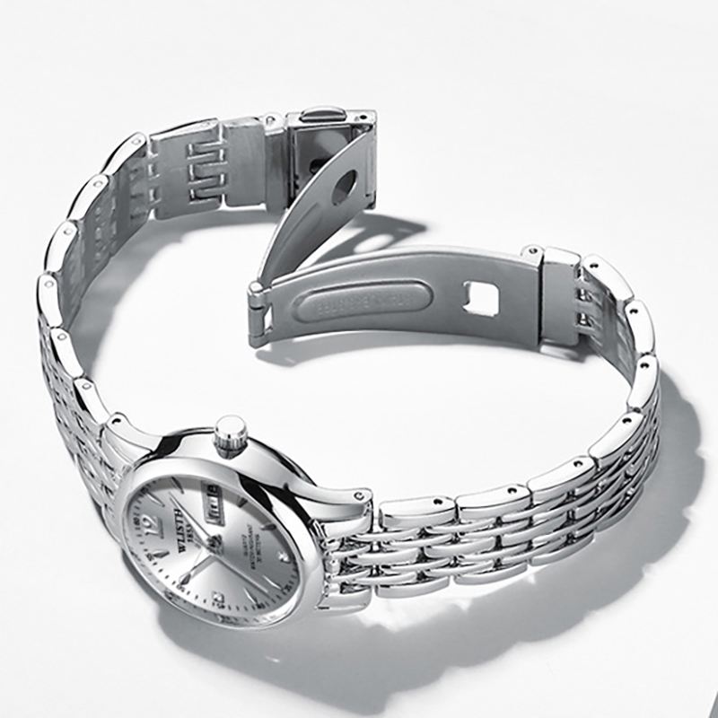 Mode Business Dame Kjole Kvinder Full Steel Luminouds Display Quartz Watch