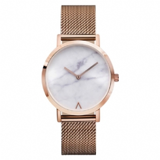 Mode Marble Dial Rustfrit Stål Rem Casual Kvinder Quartz Watch
