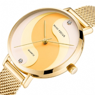 Mode Simple Diamond Vandtæt Milanese Mesh Strap Kvinder Watch Quartz Watch