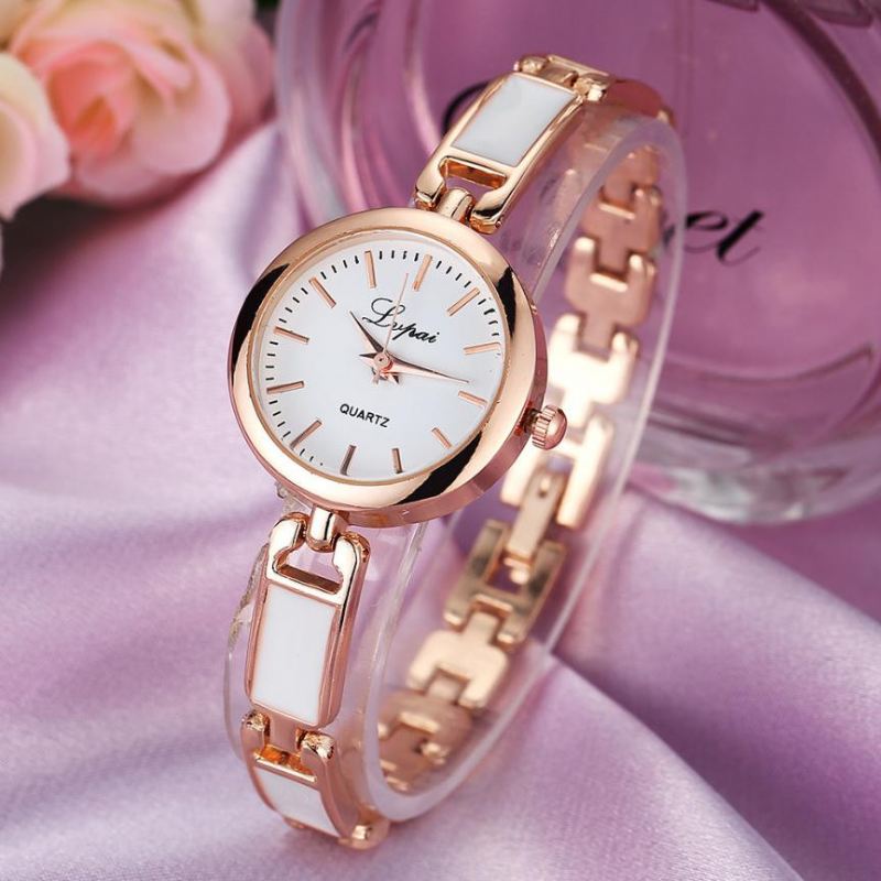 Rustfrit Stål Rhinestone Dame Armbåndsur Elegant Design Quartz Watch