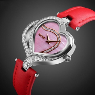 Sweet Love Mode Style Kvinder Ure Krystal Læderrem Quartz Watch