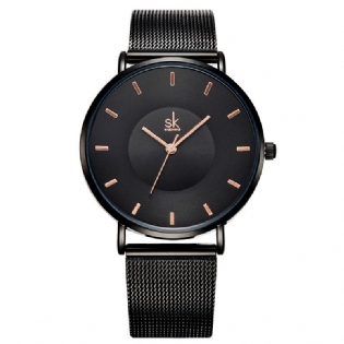 Ultratynde Fashionable Kvinder Armbåndsur Fuld Stål Kjole Quartz Ure