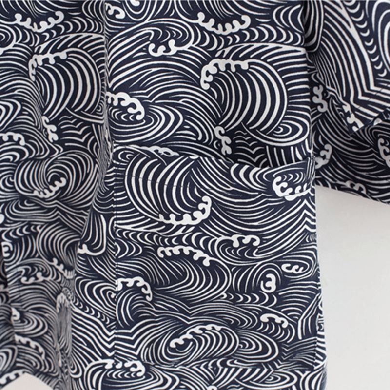 2 Stk Mænds Kimono Yukata Pyjamas Japansk Stil Badekåbe Blomstertryk Nattøj