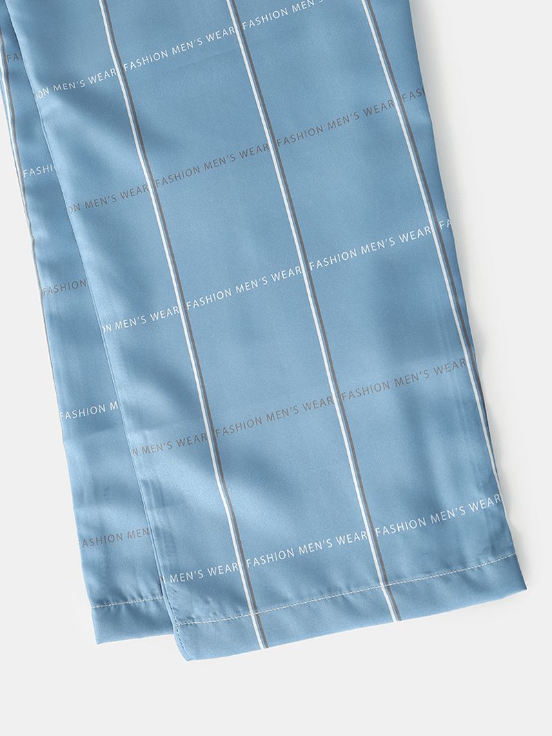 Bomuld Herre Design Letter Plaid Revere Krave Hjem Casual Pyjamas Sæt