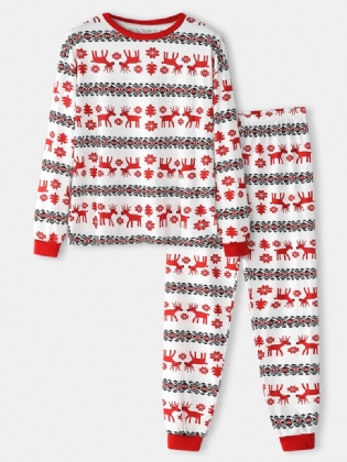 Herre Allover Elk Med Tryk Christmas Bomuld O-hals To-piece Jogger Bukser Hjem Pyjamas Sæt