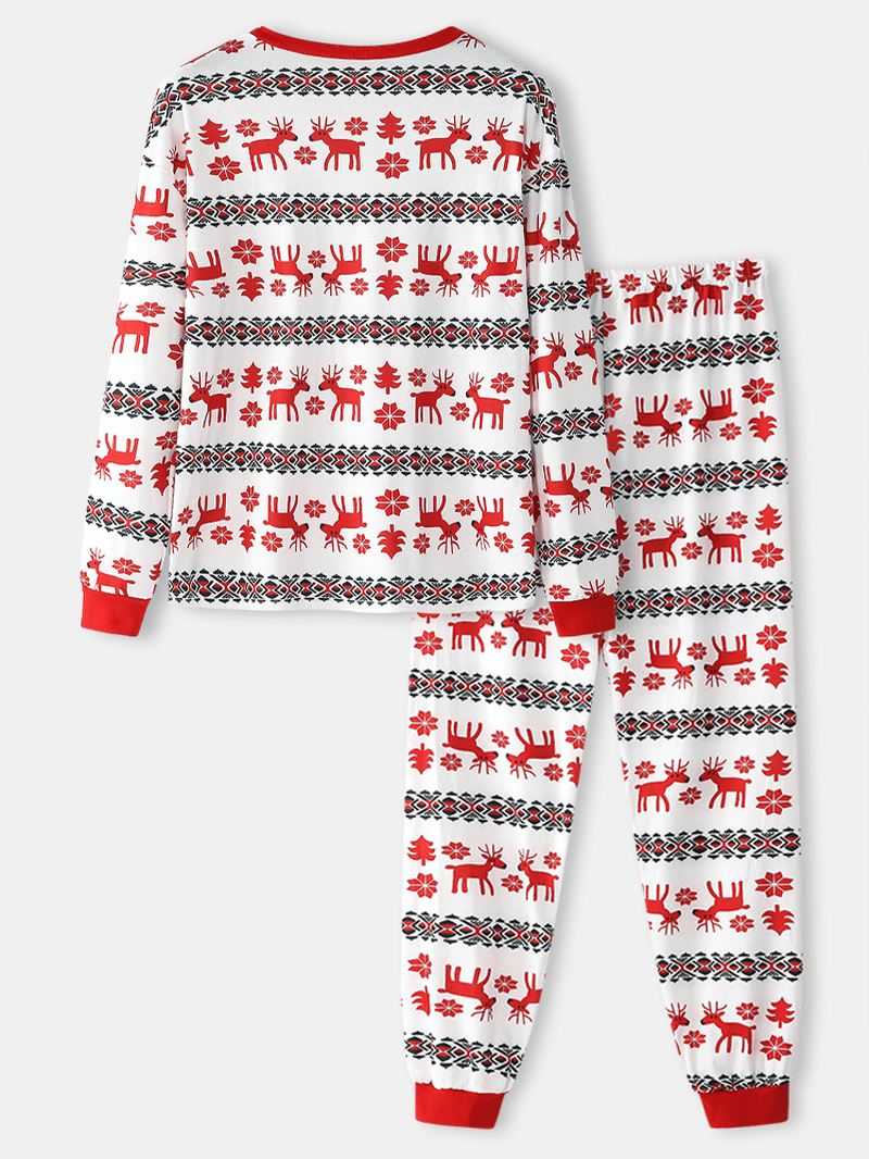 Herre Allover Elk Med Tryk Christmas Bomuld O-hals To-piece Jogger Bukser Hjem Pyjamas Sæt