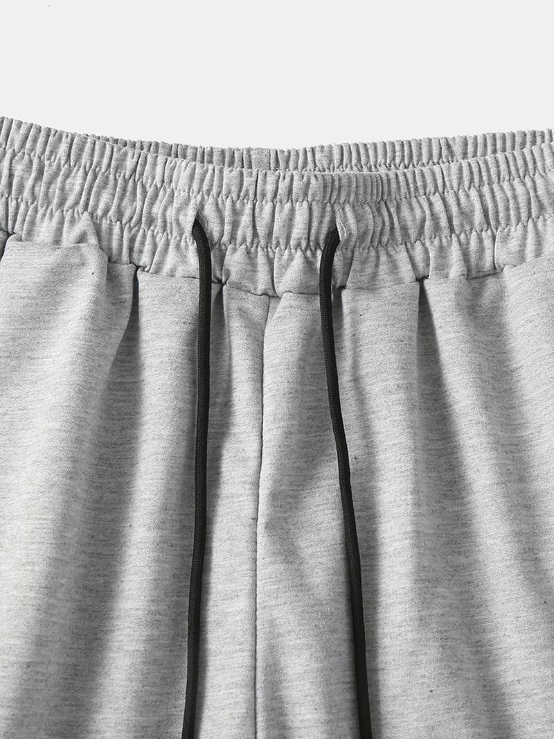 Herre Ensfarvet Snøre Til Hjemmet Afslappede Shorts Med Lomme