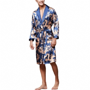Herre Satin Silke Pyjamas Kimono Badekåbe Morgenkåbe Nattøj Loungewear