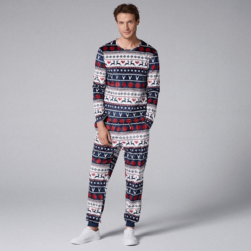 Herre Todelt O-hals Julepyjamassæt