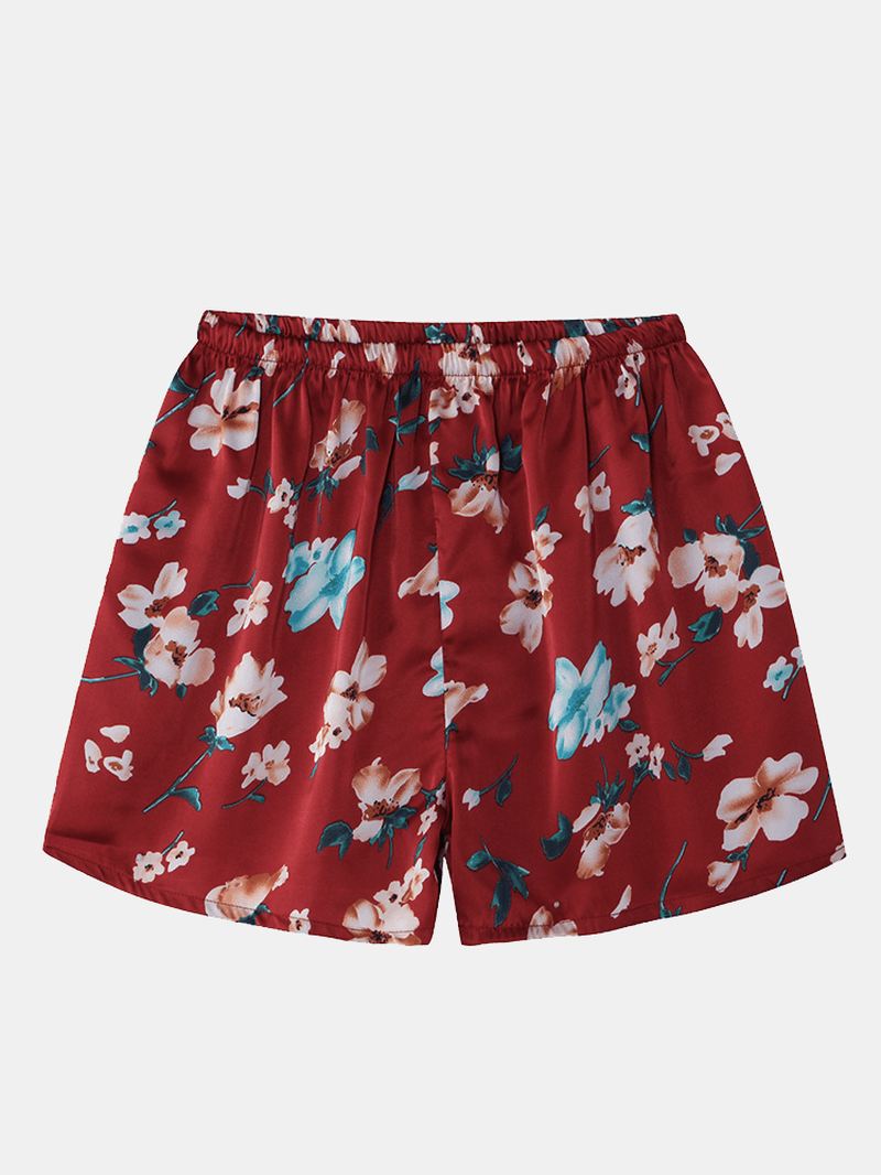 Kvinder Blomsterprint Justerbarei Stropper Glat Hjemmepyjamassæt