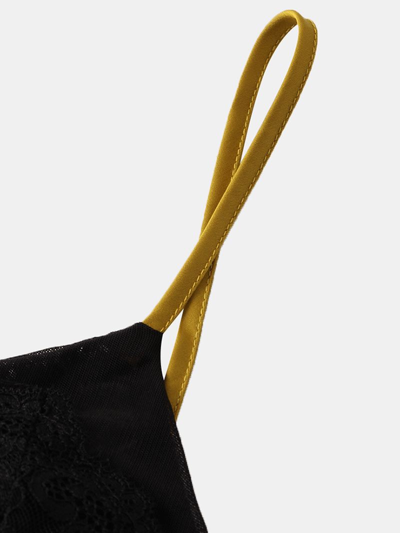 Kvinder Blonder Farve Blok V-hals Spaghetti Stropper Glat Hjem Pyjamas Sæt