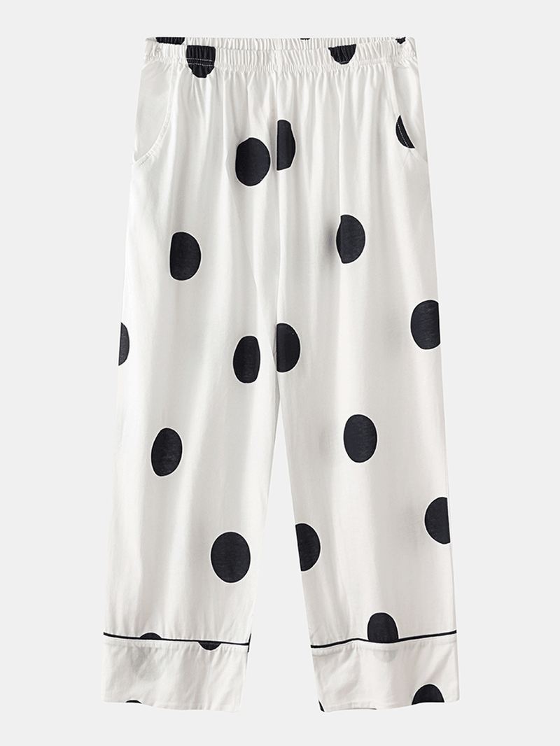 Kvinder Bomuld Polka Dot Kortærmet Pyjamas Sæt Casual Sommer Nattøj