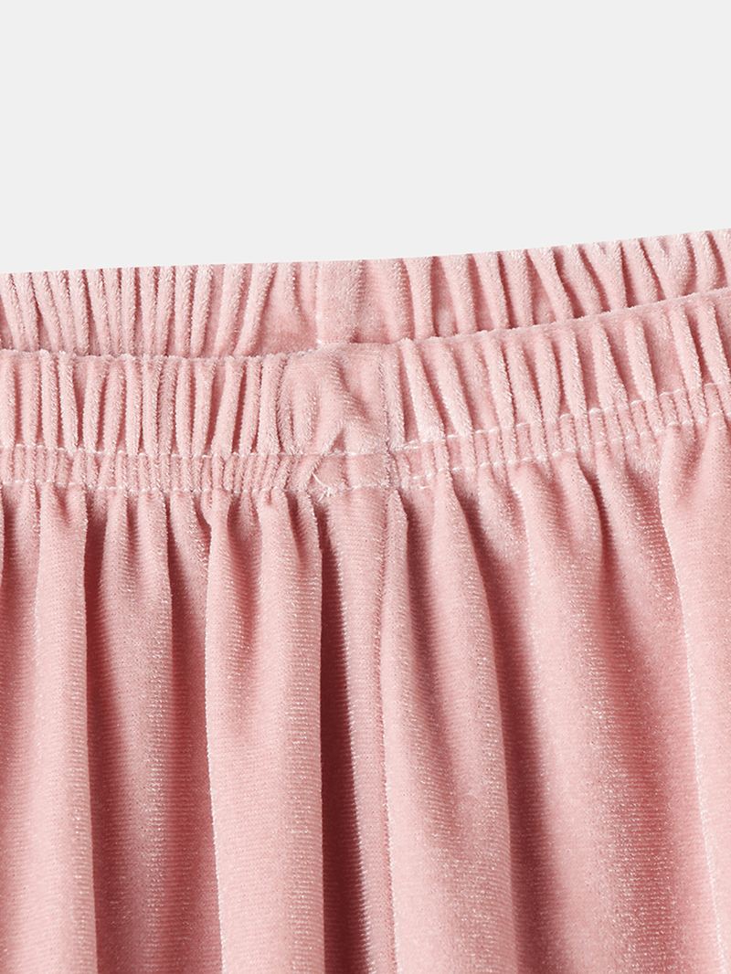Kvinder Butterfly Broderi Pocket Shirt Velvet Elastic Waist Pant Home Pyjamas