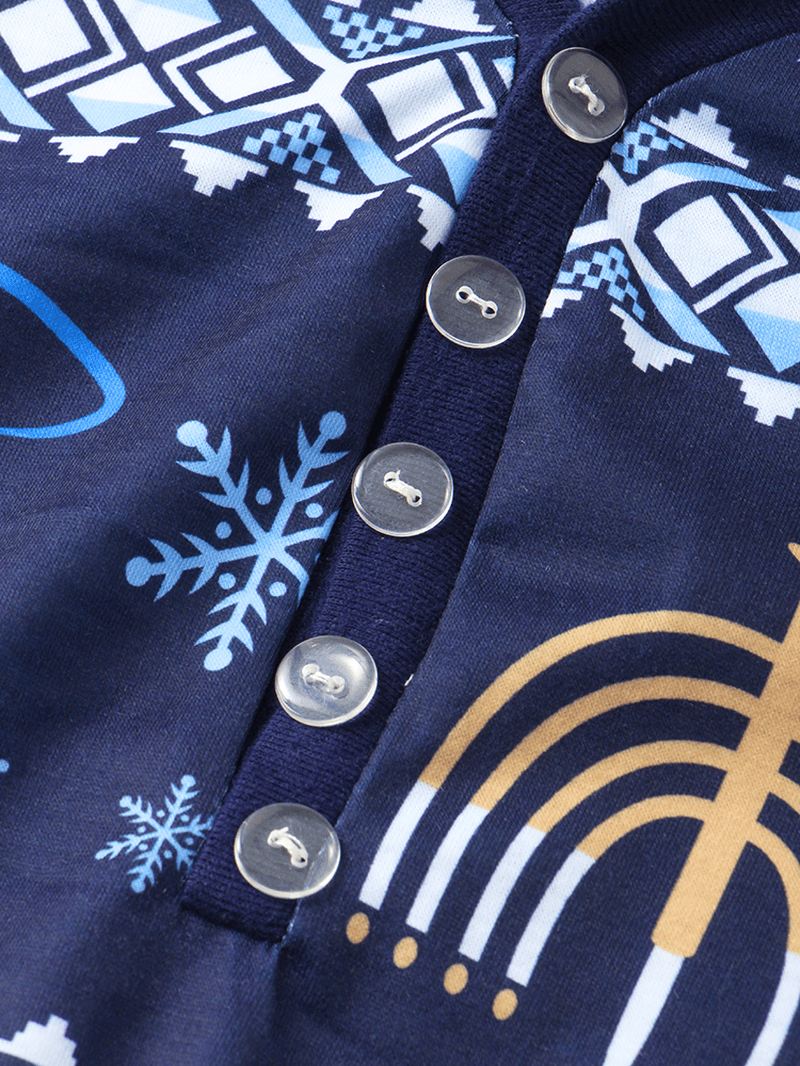 Kvinder Christmas Style Med Tryk V-hals Langærmet Pullover Løse Bukser To Stykke Pyjamas Sæt