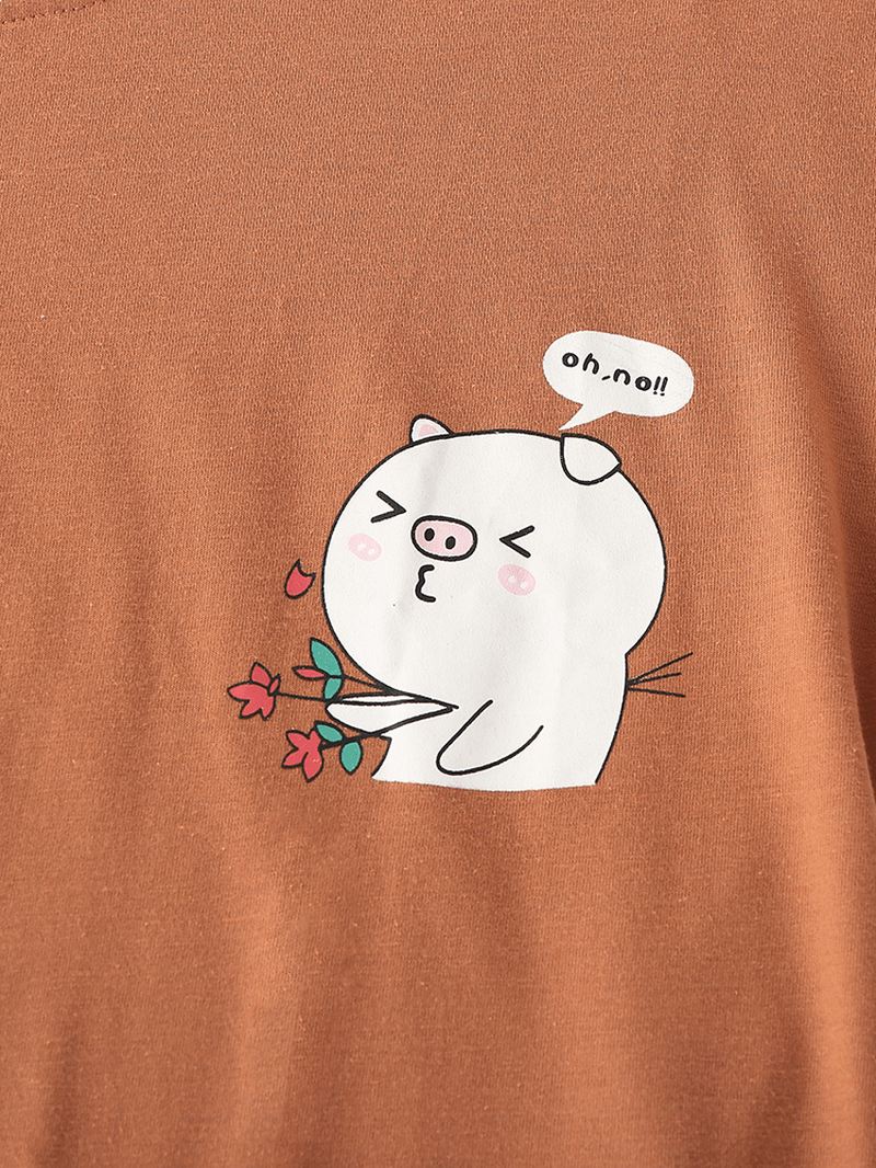 Kvinder Cute Pig Langærmet Sweatshirt Løse Joggingbukser Home Lounge Pyjamassæt