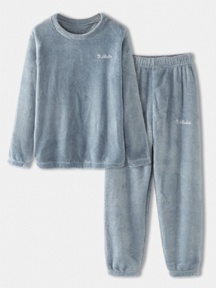 Kvinder Ensfarvet Blød Langærmet Pullover Elastisk Talje Hjemmebukser Pyjamassæt