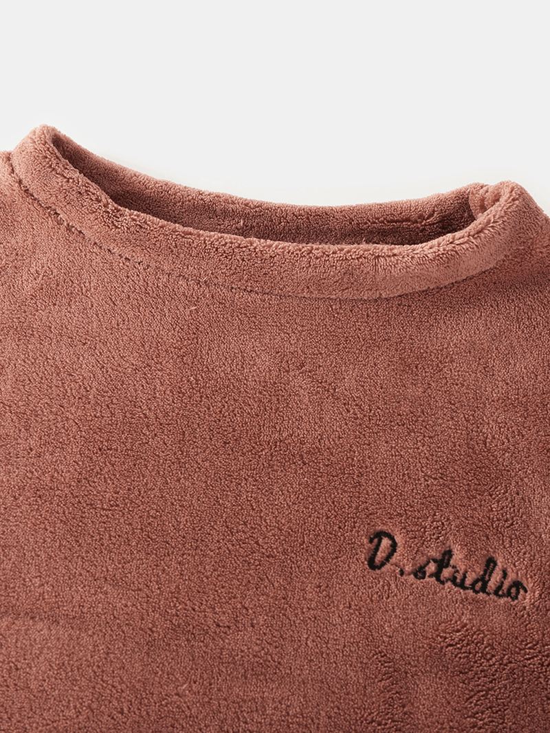 Kvinder Ensfarvet Blød Langærmet Pullover Elastisk Talje Hjemmebukser Pyjamassæt