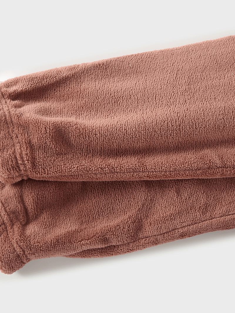 Kvinder Ensfarvet Blød Langærmet Pullover Elastisk Talje Hjemmebukser Pyjamassæt