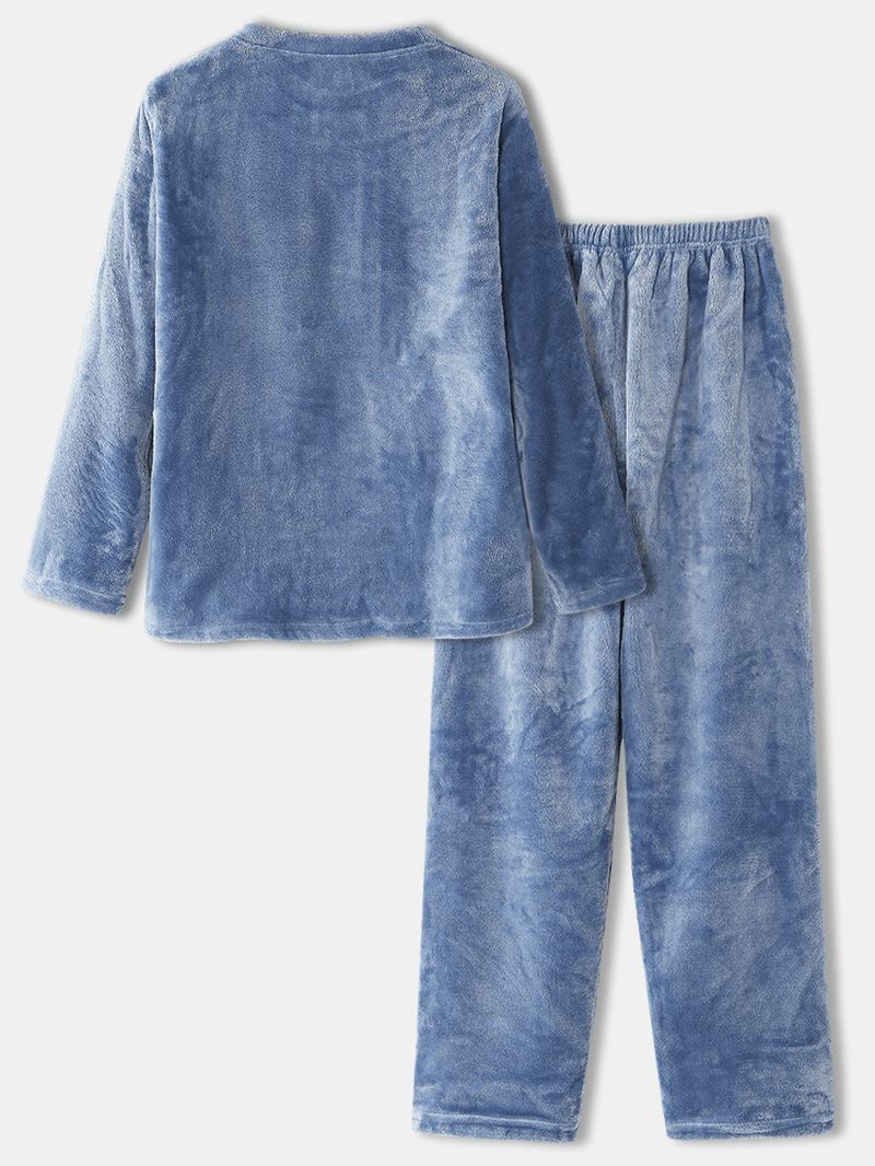 Kvinder Flanell Dyregrafik Sidelomme Sweatshirt Elastiske Taljebukser Hjemmepyjamassæt