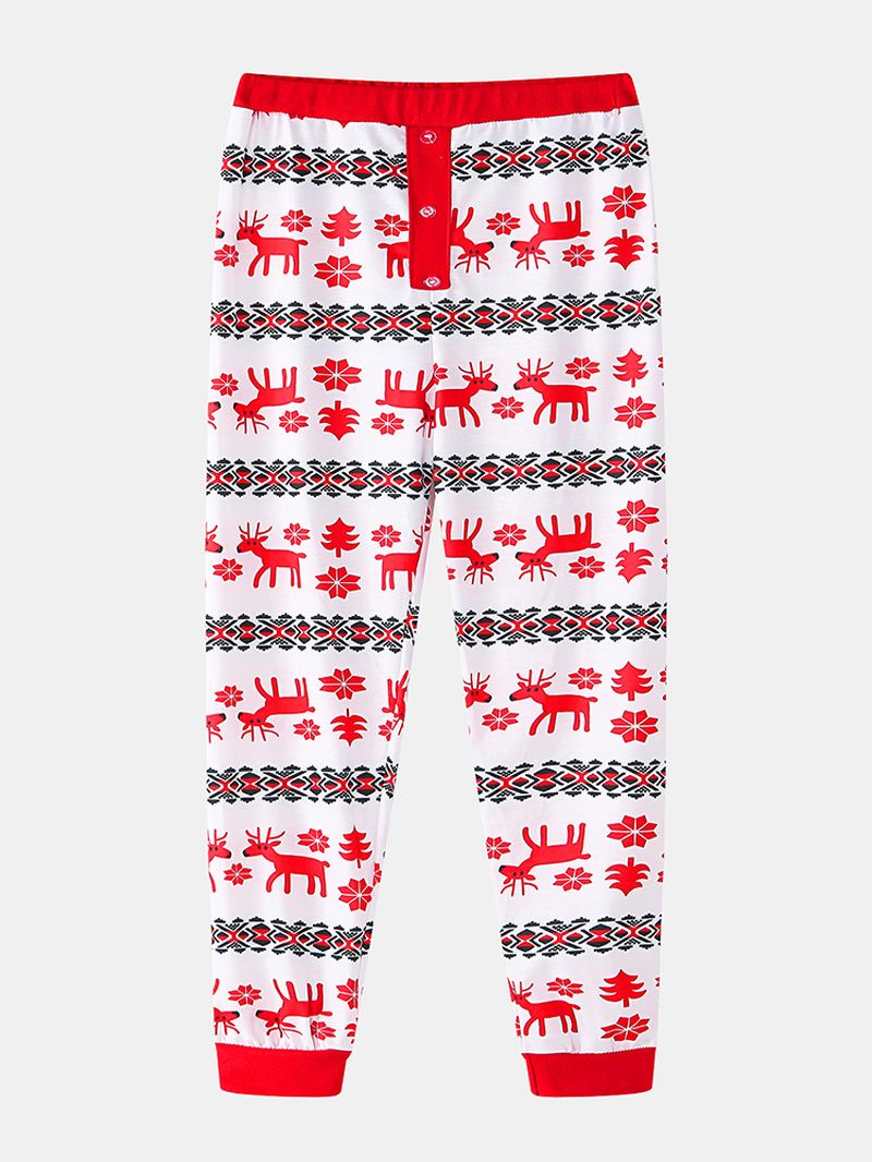 Kvinder Jul Tegneserietryk V-hals Pullover Elastisk Talje Løse Bukser Hjem Casual Pyjamas Sæt