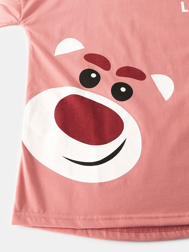 Kvinder Tegneserie Animal Med Tryk Bluse Stripe Jogger Bukser Bomuld Hjem Casual Pyjamas Sæt